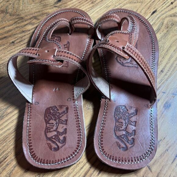 Handmade Man’s African Genuine LeatherFlip Flop Slippers Sz 11 New - Picture 4 of 6